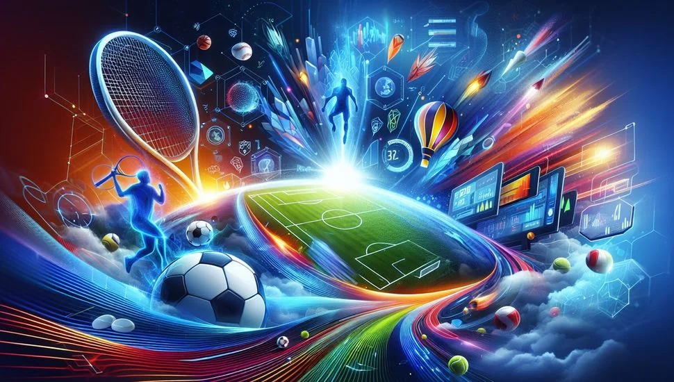 Ilustrasi pertandingan olahraga dengan fokus pada jadwal dan kartu event
